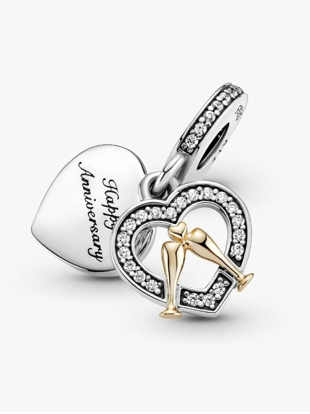 Pandora Two-tone Happy Anniversary Dangle Charm14k gold, Sterling silver